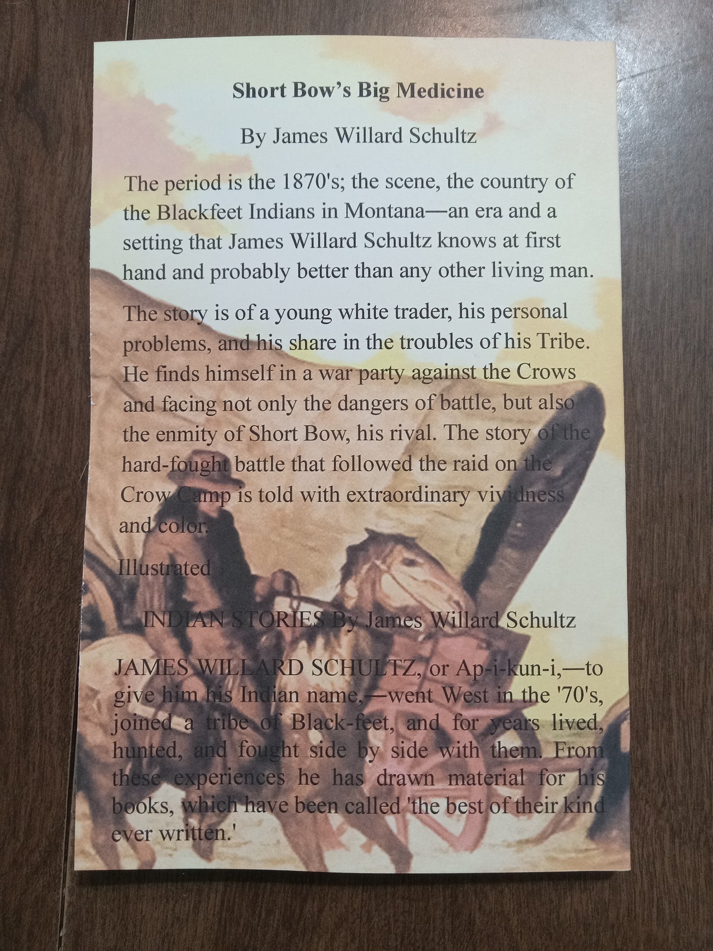 Short Bow's Big Medicine By James Willard Schultz